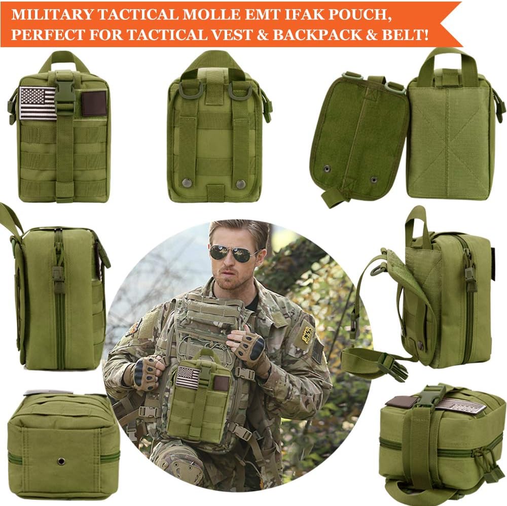Monoki First Aid Survival Kit, 302Pcs Tactical Molle EMT IFAK Pouch Outdoor Gear EDC Emergency Survival Kits First Aid Kit Trauma Bag for Hiking Camping Hunting Car Travel or Adventures : Sports & Outdoors
