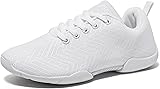BAXINIER Girls White Cheerleading Shoes Breathable