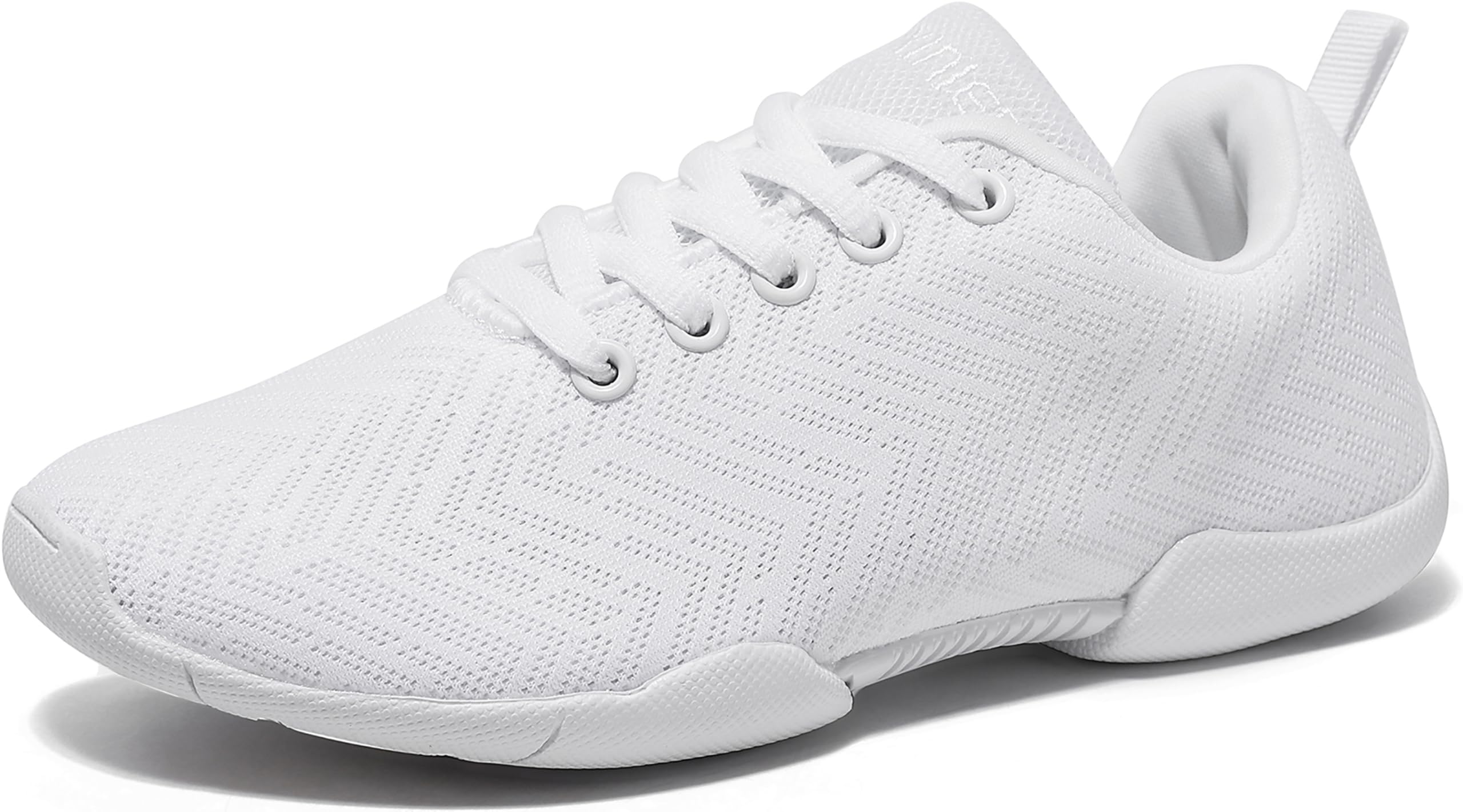 Photo 1 of BAXINIER Girls White Cheerleading Shoes Breathable Youth Cheer Competition Sneakers Athletic Training Dance Tennis Walking Shoes - White 5 Big Kid