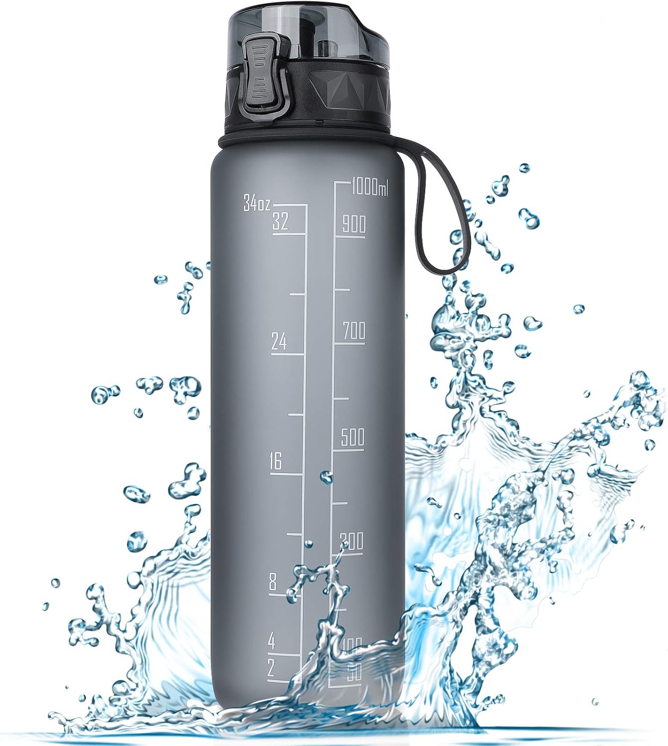 FRETREE Trinkflasche 1L Sport Wasserflasche - [Trinkflasche BPA Frei] Trinkflasche mit rutschfest Gummi Grip Geeignet für Die Fahrrad, Outdoor, Schule, Gym