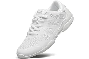 BAXINIER Girls Cheer Shoes White Cheerleading Dance Sneakers Kids Athletic Training Tennis Youth Competition Shoes