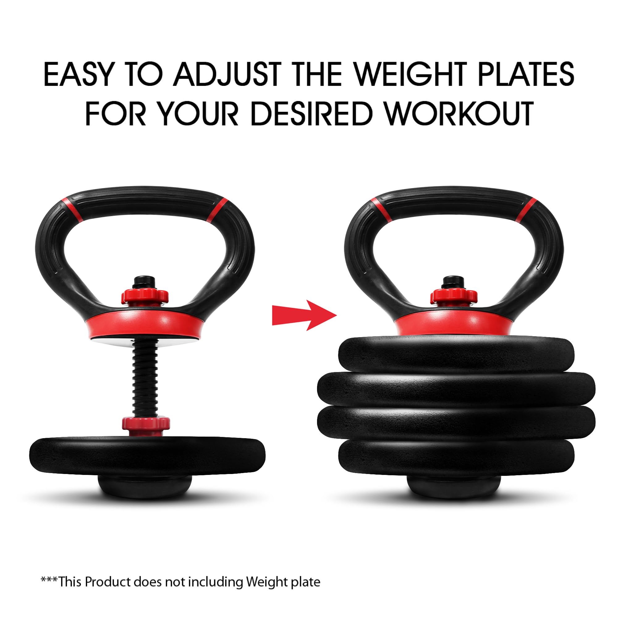 Yes4All Adjustable Kettlebell Handle for Weight Plates, Dumbbell Converter for Strength Training Kettlebells, Home Gym