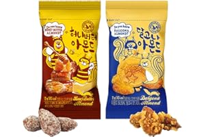 K-Herb Korean Snacks – Gourmet Honey Butter Almond Korean Dalgona Almond Snacks for Adults, Kids – Flavored Almonds with Delicious Crunchy Texture – Great for Office, On the Go, School (Honey Butter 10Pack + Dalgona 10Pack)