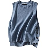 Mingzhu Womens Sleeveless Round Neck Pullover High Low Ribbed Knit Sweater Vest