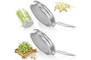 LYDODOKA 2Pcs Sprouting Lids for Wide Mouth Mason Jars, Reusable Stainless Steel Screen Bean Sprouting Jar Lids, Sprout Growi