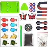 EUDAX Labs Junior Science N/S Magnet Set for Education Science Experiment Tools Icluding Bar/Ring/Horseshoe/Compass Magnets
