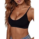 Verdusa Women's Scoop Neck Spaghetti Strap Seamless Bra Top Crop Bralette
