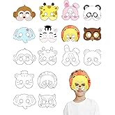 XIPEGPA Color Your Own Paper Animal Masks DIY Blank Masks Craft Art Kits for Cosplay Masquerade Birthday Party Supplies (Animals, 24)