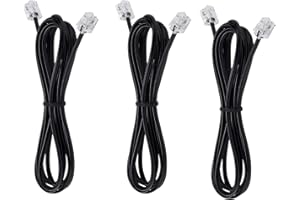 LanSenSu Telephone landline Extension Cord Cable Cord with Standard RJ-11 6P4C Plug (6Ft-3Pack-Black, Black)