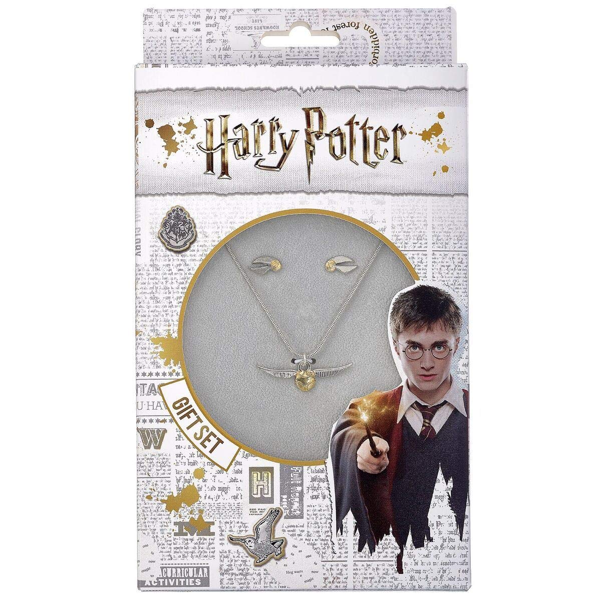 Harry Potter Golden Snitch Necklace and Stud Earring Set