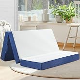 Folding Mattress Single Size,6" Trifold Foldable Sofa for Camping,White | Fiberglass-free Memory Foam Tri Portable Trifold Mattress Topper Single with Breathable &amp; Washable Cover, 75"&times;25"&times;6"