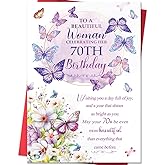 Beixian Funny 70th Birthday Card Gifts for Women, Happy 70th Birthday Decorations for Mom, Cool Bday Gifts for 70 Year Old Woman-8x5.3 Inches, Double-Sided
