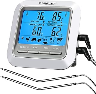 TopElek Grillthermometer Fleischthermometer 2 Sonden