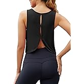 Mippo Workout Tops for Women Crop Tank Open Back Athletic Gym Yoga Tank Tops Loose Fit