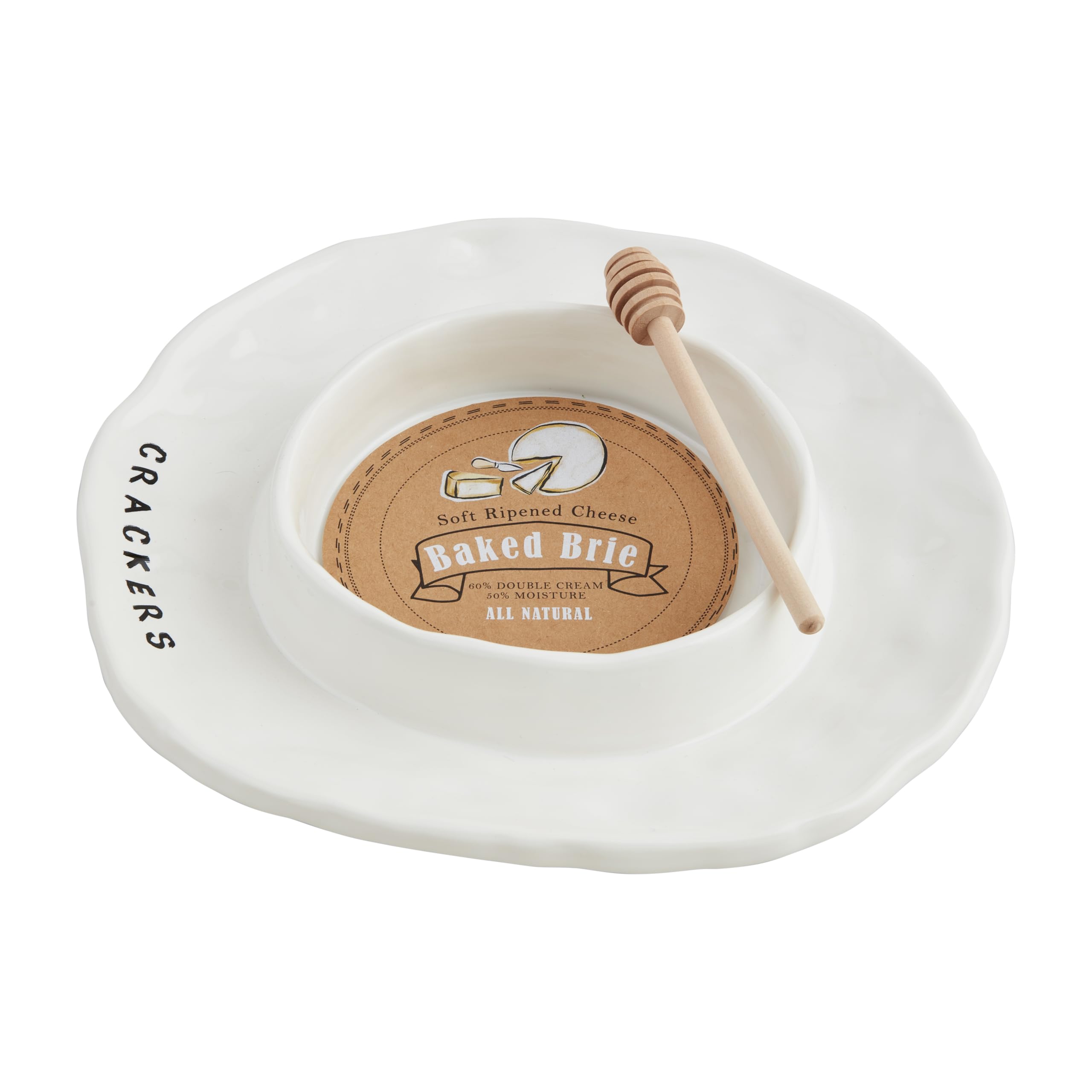 Photo 1 of Mud Pie Ceramic Brie Baker Set; dish 1 1/4" x 11" dia | dipper 5 1/2"