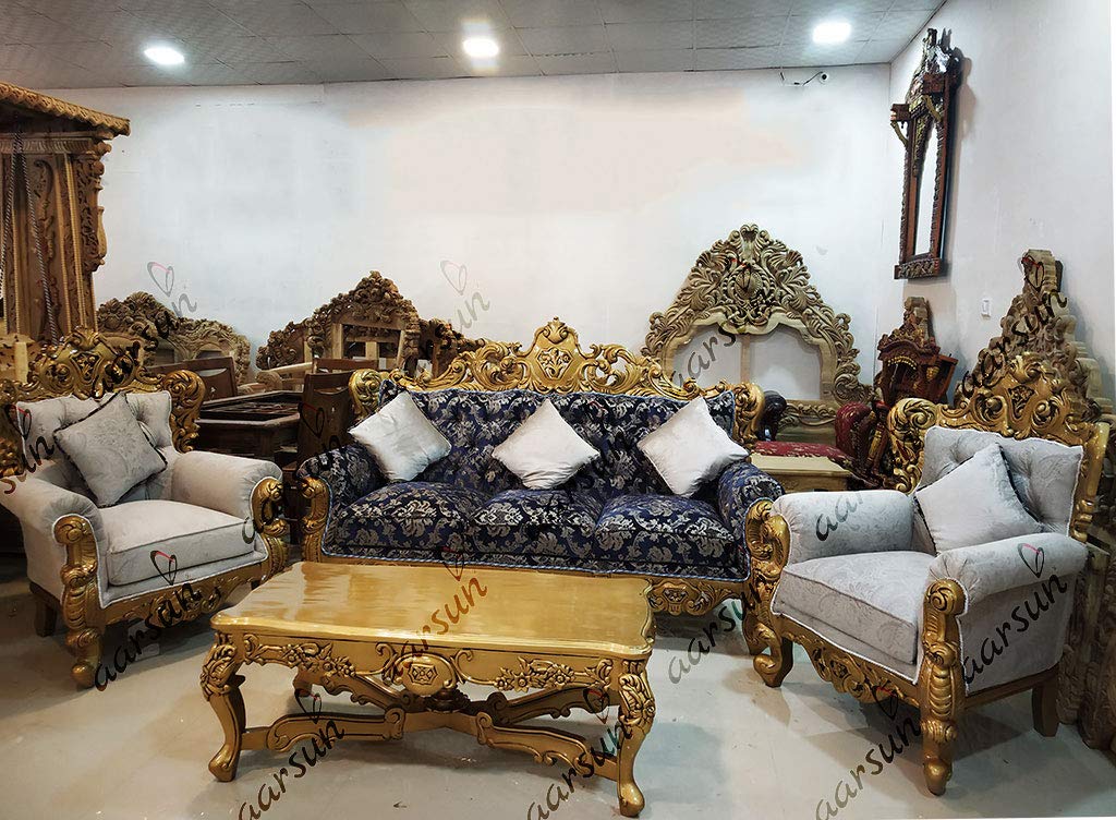 Aarsun 5 Seater Premium Sofa Set Luxury Gold Couch Set Amazon In Home Kitchen