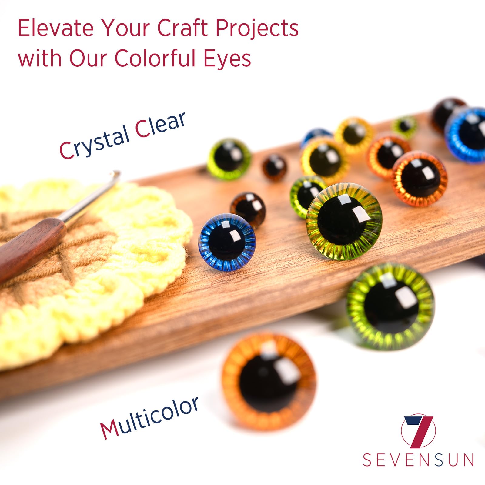 SEVENSUN 266 PCS Safety Eyes for Crocheting, Crochet Safety Eyes and Noses for Amigurumi Crochet Animals Craft Doll Eye Glasses