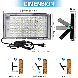 100W LED Outdoor Flood Light, 2 Pack 8000LM Plug in