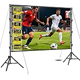 VntB Outdoor Projector Screen with Stand, 150 inch Portable Projection Screen Wrinkle-Free 16:9 4K HD Rear Front Movie Screen with Carry Bag for Indoor Home Theater, Camping and Backyard Entertainment