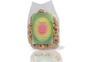 PELLEGRINI FINE ITALIAN FOODS Tarallini Italian Snack Crackers - All Natural, Oven Baked Crunchy Crackers from Puglia made with Clean Ingredients including Extra Virgin Olive Oil - Cholesterol Free - 100% Made in Italy - Savory mini Taralli crackers from Italy Perfect for Charcuterie Boards, Wine Tastings, Soups, Salads, Parties, Kids' Lunches
