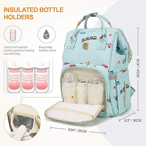 Large Waterproof Diaper Bag Backpack For Parents - Insulated Pockets, Multi-Functional Baby Gear Bag