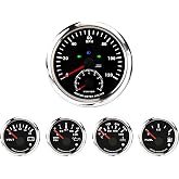 MOTOR METER RACING 110mm 4-3/8" W PRO Series 5 Gauge Set Black Dial | White LED, 2-in-1, GPS Speedometer, Tachometer, 52mm, 2-1/16", Volt, Fuel Level, Water Temp, Oil Press, Car, Boat, Truck