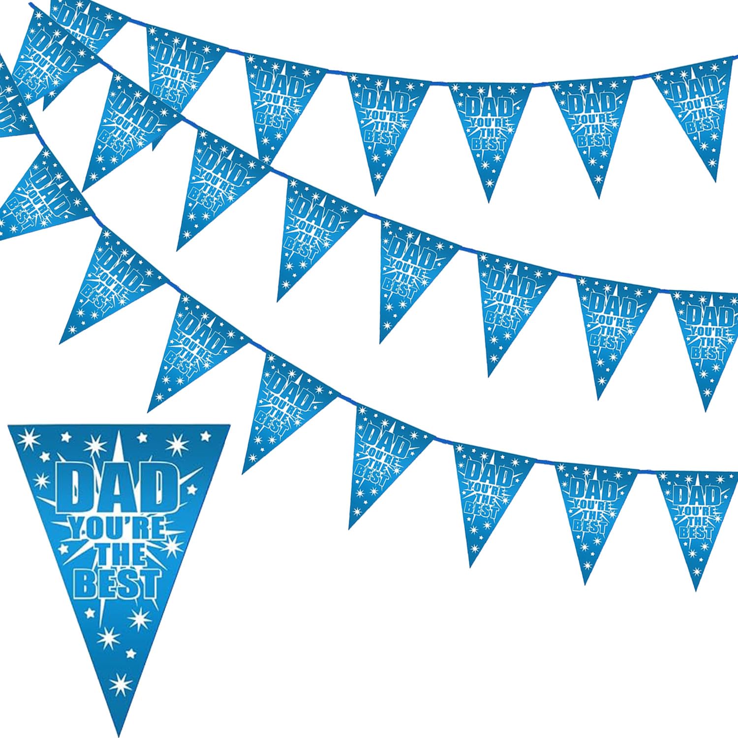 Jwssor Father’s Day Bunting Banner,10m 20Flags Best Dad Decoration Banner,Father’s Day Waterproof Bunting