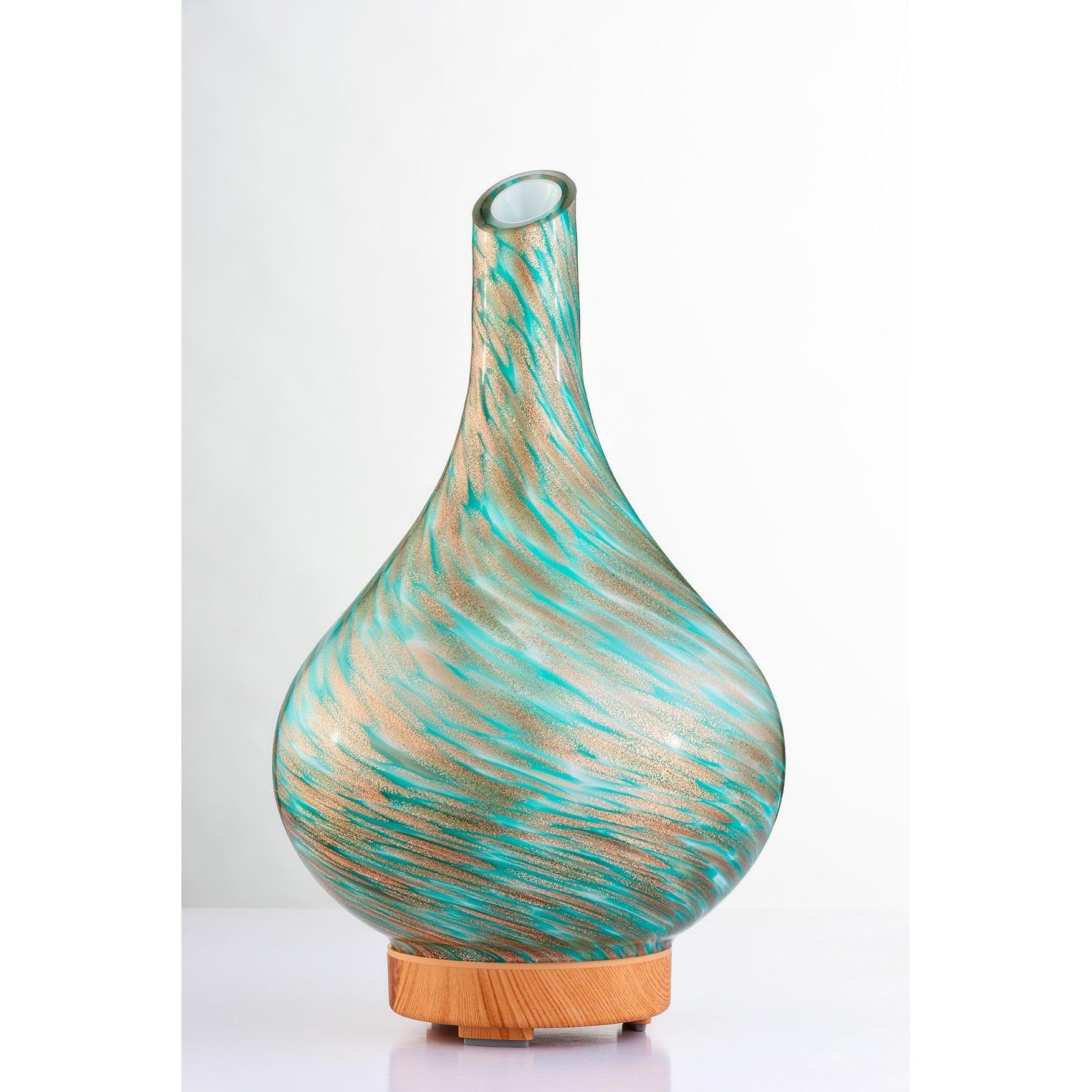 Sienna Glass Atomiser Electric Aroma Diffuser – Large Blue Ultrasonic Essential Oil Diffuser – LED Light, Cool Mist Humidifier & Auto Shut-Off