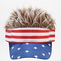 Unisex American Flag Sun Visors Hat with Brown Fake