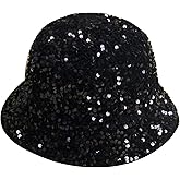 RARITYUS Women Bucket Hat Reversible Double-Side-Wear Shiny Glitter Sequin Sun Cap for Travel Beach Unisex Outdoor