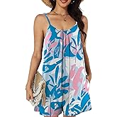 Buauty Rompers for Women Casual Short Jumpsuits Summer Sleeveless Strap Loose Adjustable Romper Sundress with Pockets