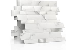 M MOFIT Backsplash Tile for Kitchen Peel and Stick Stone Matte Finish,Bathroom Tiles Stickers 3D Wall Panel Linear Mosaic Mar