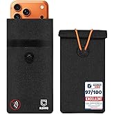 Premium EMF Blocker Case For Cell Phone Protection Size 8inx4in Fits All Smartphones Anti Shield Sleeve Pouch Cover Fabric Faraday Bags For Phones SmartDot 5G RF Car Key Fob Signal data Blocking Black