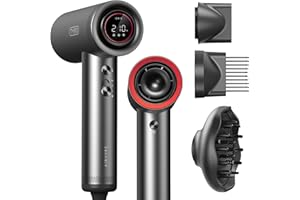 TYMO Hair Dryer with Diffuser for Women - 1500W Professional High Speed Blow Dryer with Comb, 110,000RPM Fast Dry, 200 Million Ionic Hairdryer, 4 Temps & 3 Speeds, 8 Ft Cord for Salon, Metal Gray