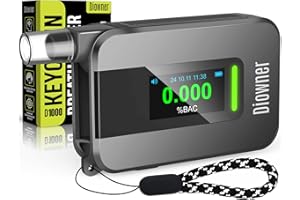 Diowner Rechargeable Breathalyzer, 2025 Police-Grade Breathalyzer with LCD Digital Display & 10 Reusable Personal Mouthpieces, Portable Alcohol Breathalyzer Tester for Car/Home Use (Black)