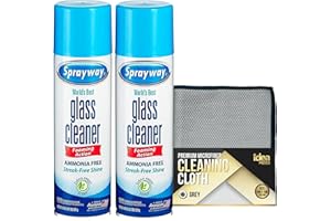 Idea Home Sprayway Glass and Window Cleaner with Spray Foam (2 Pack) Bundle Premium Microfiber Cleaning Cloth Streak and Lint Free 15x15 in
