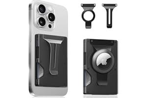 BESSIO Magnetic Phone Wallet with Apple MagSafe - Metal Card Holder with AirTag Holder, RFID Blocking & Money Clip Mag Safe Wallet for iPhone 15 14 13 12 Pro Max/Pro/Plus/Mini