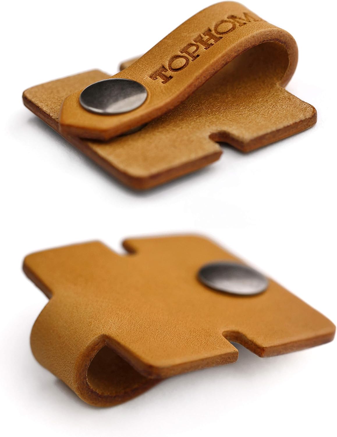 TOPHOME Cord Organizer Earbud Holder Earphones Headphones Winder Keeper Earbuds Case Storage Wrap Headset Genuine Leather Cable Organizer, Orange Yellow: Electronics
