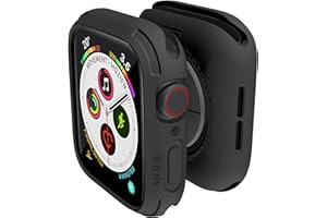 Compatible with Apple Watch Band 44mm Bumper Case, Elkson Quattro Rugged Men Bands for Apple Watch SE2 and iWatch Series 6 5 4 Cover, Sport Military Protective Cases Drop-Proof, Black