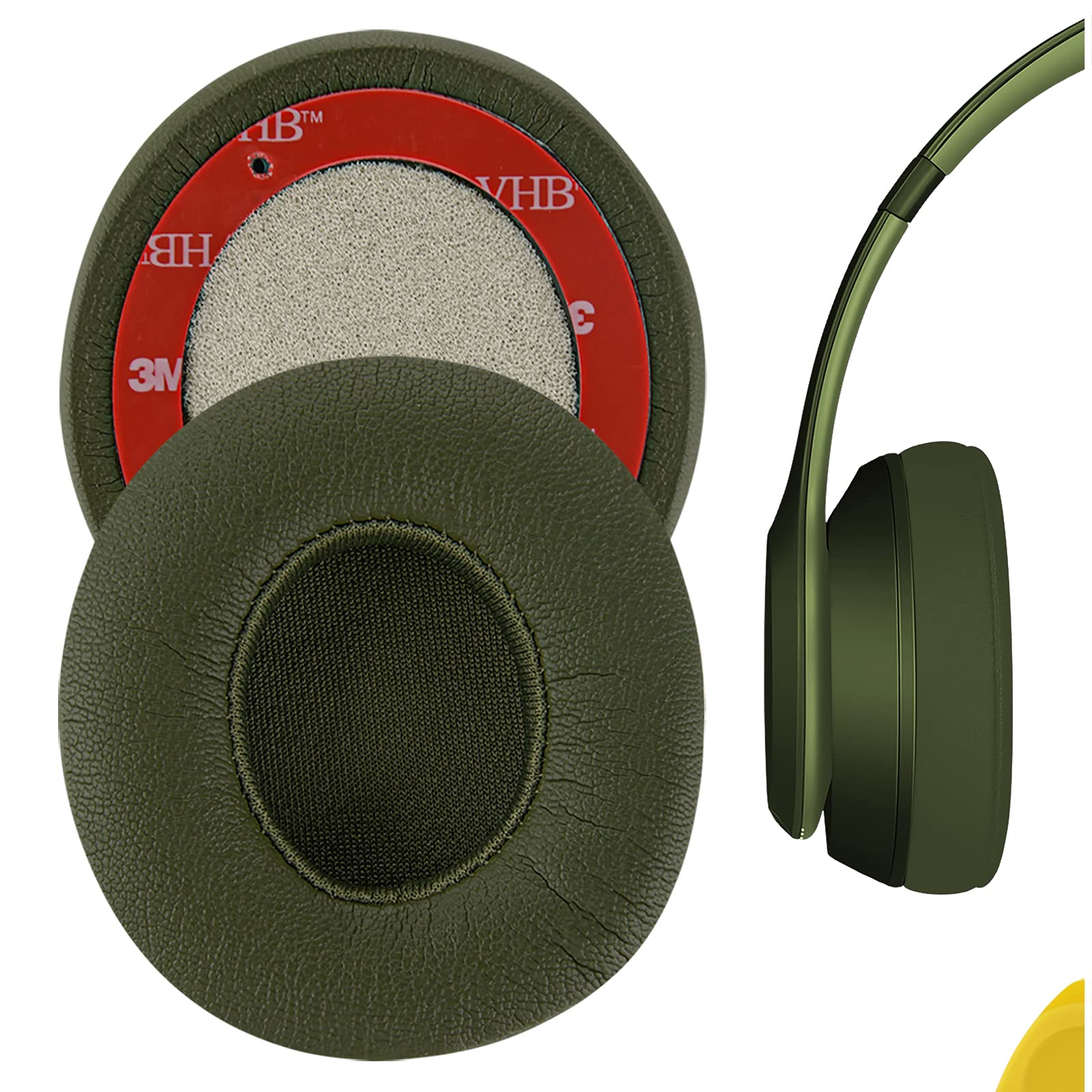 Geekria Replacement Ear Pads Compatible with Beats Solo 2 (B0534) & Solo 3 (A1796) Wireless On-Ear Headphones, Ear Cushions (Green)