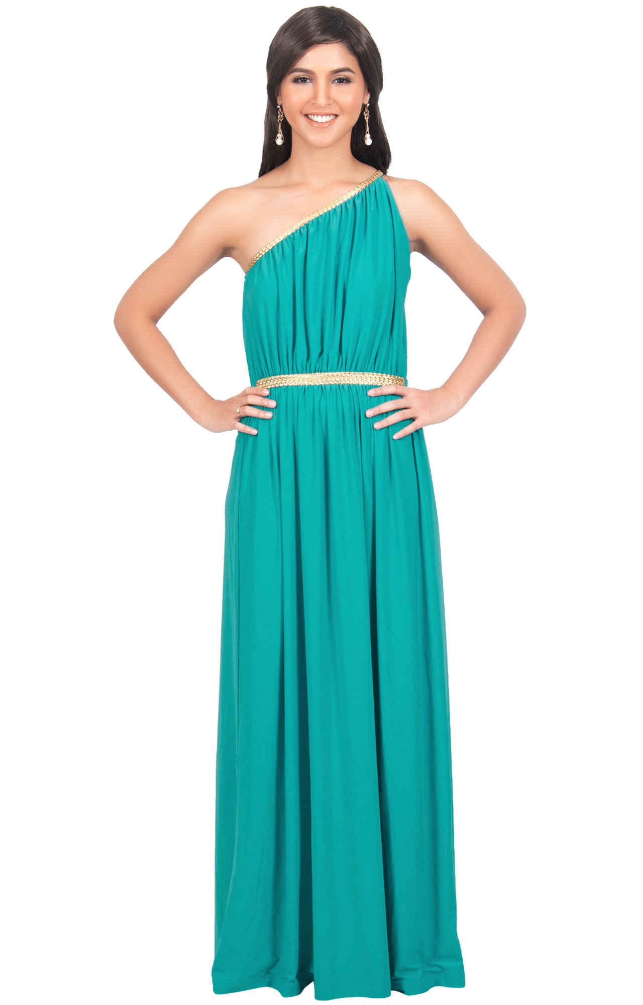 one shoulder grecian dress
