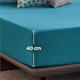 Bedsure Double Fitted Sheet Deep Pocket Soft Microfiber 40cm Teal 135x190cm view 6