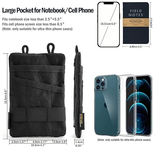 Sayram SP9 - Mini Sac EDC En Toile Cirée - Organiseur De Poche Avec 4 Compartiments Pour Monnaie, Carnets, Lampes