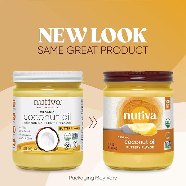 NUTIVA ORGANIC COCONUT OIL, BUTTERY FLAVOR, 14 OUNCE