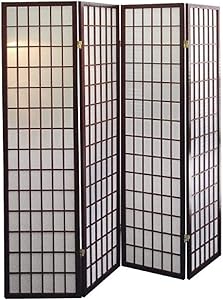 ORE International 4-Panel Room Divider, Cherry