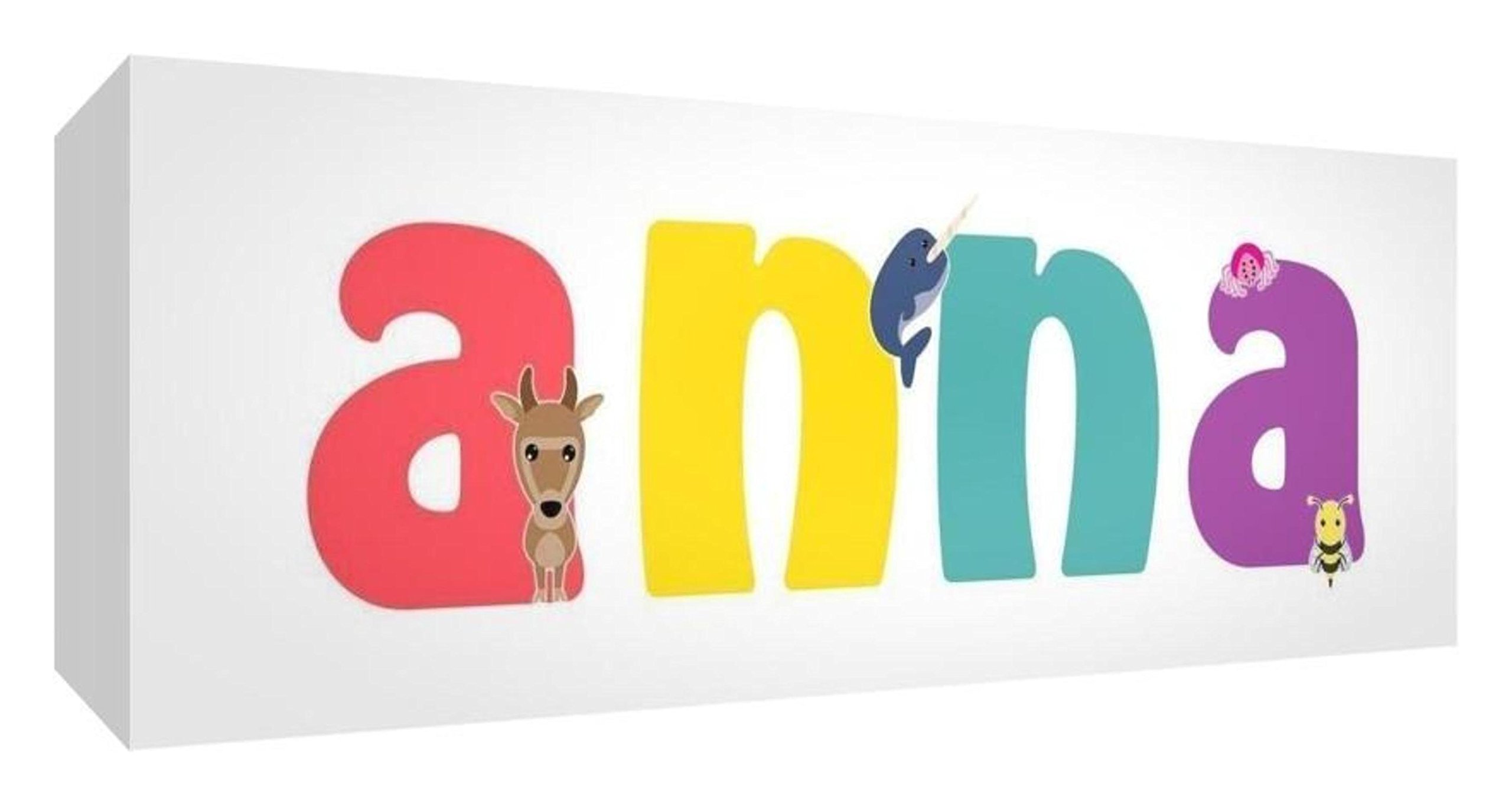Little Helper Canvas Gallery Wrapped Box with Front Panel Style Example Girl/The Name of Colourful Anna 21 x 59 x 3 cm, Medium