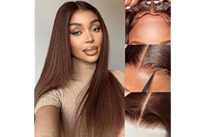 FNSD Chocolate Brown Wear and Go Glueless Wig Human Hair Pre Cut Brown 13x4 HD Lace Front Wigs for Women180% Density Pre Plucked with Baby Hair #4 Colored Straight Lace Wigs Human Hair 22 Inch