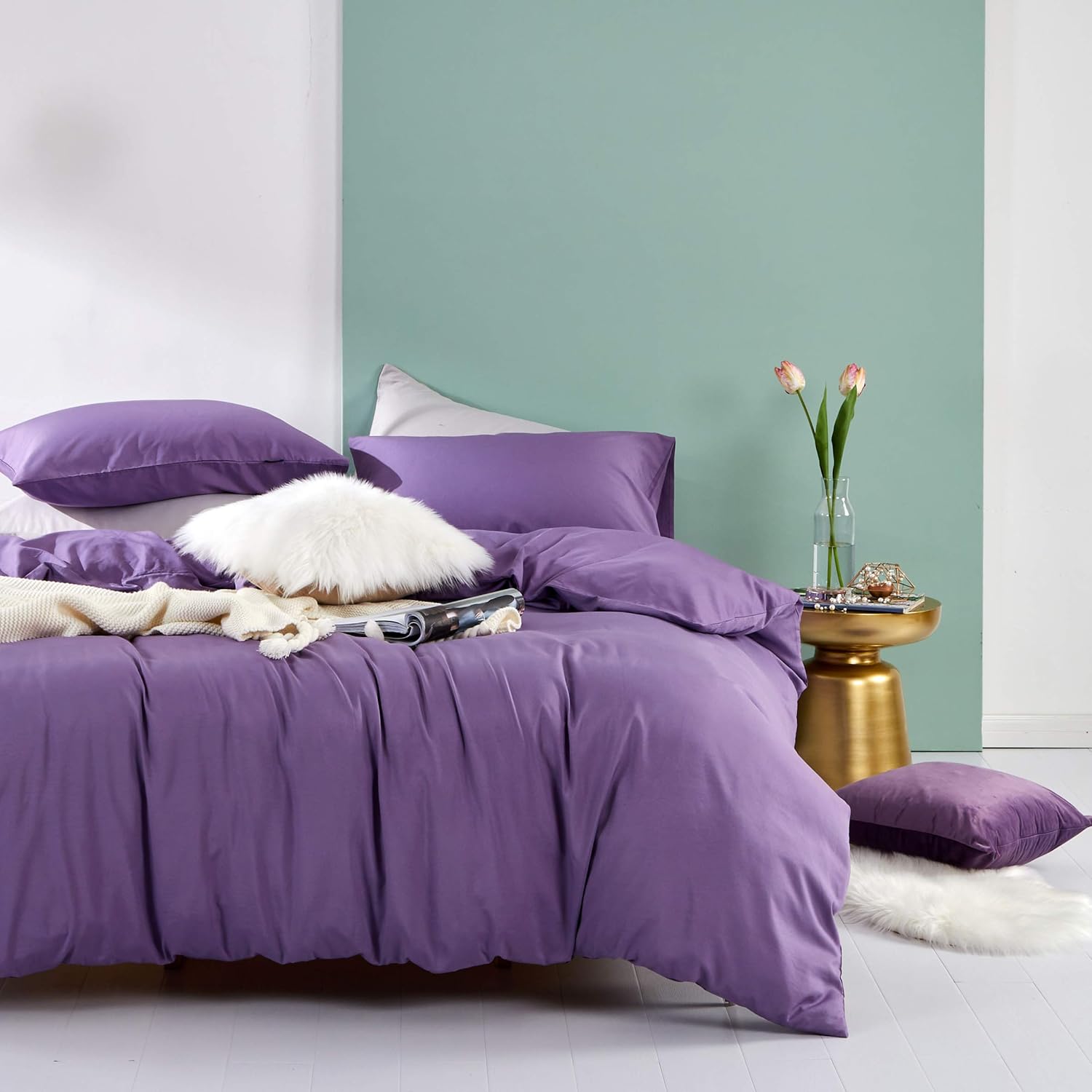 SOULFUL Purple Duvet Cover Sets Double 3 Piece Bedding Set