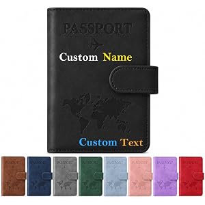 Custom Passport Holder Personalized Passport Wallet/Cover with Initials Monogram Name Text for Travel Essentials Customized R