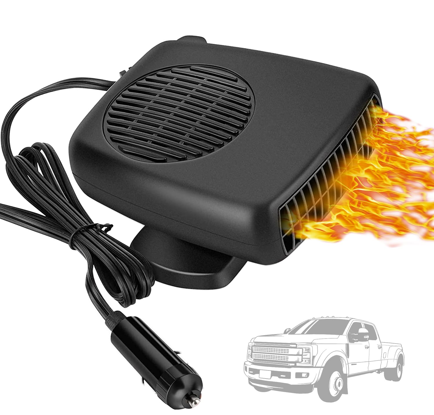 Photo 1 of 150W Car Heater and Defroster, 12V Portable Heater Fan with 360° Rotation, Rapid 30-Second Windshield Defrosting & Demisting, Dual Heat/Cool Modes for All Cars, Trucks, SUVs